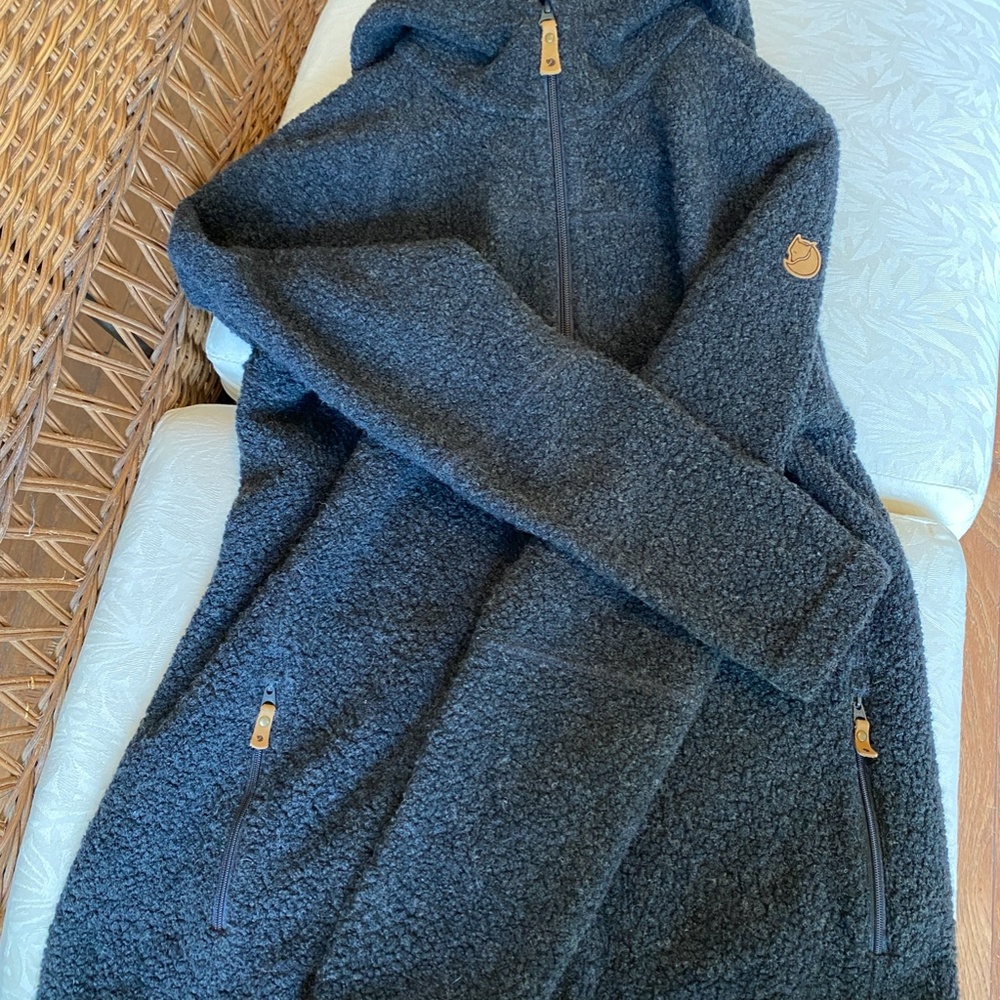 Fjallraven Women's Kaitum Fleece Hooded Jacket, Size Medium, Black, Excellent UC